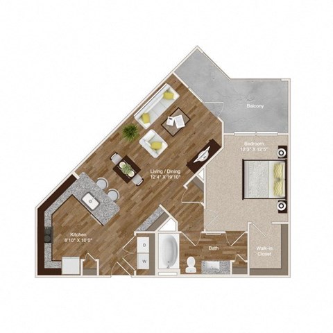 Corner Apartment 1 Bedroom and 1 Bathroom with wrap around balcony at Park at Rialto Apartments, San Antonio, TX